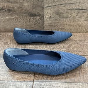Vivaia Aria Ballet Flats pointy toe fabric washable EU 40.5 US 9 Navy blue.
